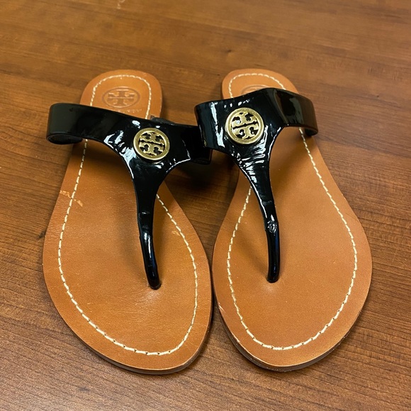 Tory Burch Cameron thong sandal black 5M - Picture 1 of 11